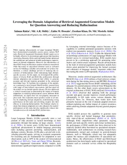 Leveraging the Domain Adaptation of Retrieval Augmented Generation
  Models for Question Answering and Reducing Hallucination