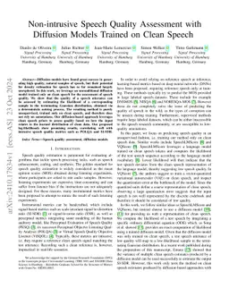 Non-intrusive Speech Quality Assessment with Diffusion Models Trained on Clean Speech