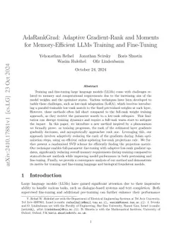 AdaRankGrad: Adaptive Gradient-Rank and Moments for Memory-Efficient LLMs Training and Fine-Tuning