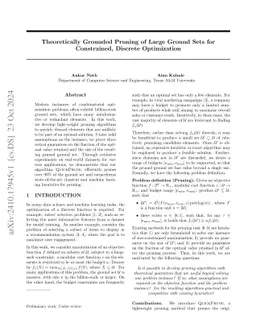 Theoretically Grounded Pruning of Large Ground Sets for Constrained,
  Discrete Optimization