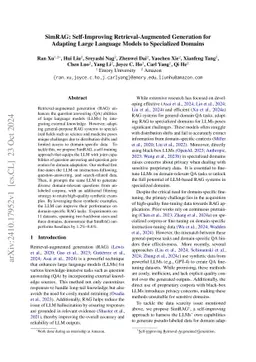 SimRAG: Self-Improving Retrieval-Augmented Generation for Adapting Large Language Models to Specialized Domains