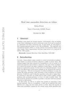 Real time anomalies detection on video