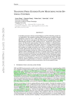 Training Free Guided Flow Matching with Optimal Control