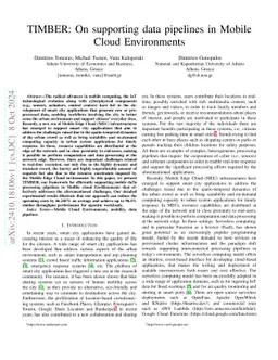 TIMBER: On supporting data pipelines in Mobile Cloud Environments