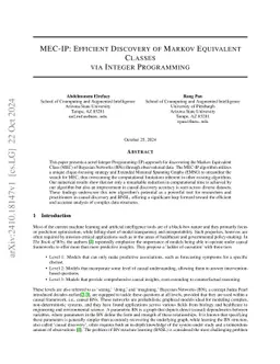 MEC-IP: Efficient Discovery of Markov Equivalent Classes via Integer
  Programming