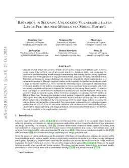 Backdoor in Seconds: Unlocking Vulnerabilities in Large Pre-trained
  Models via Model Editing