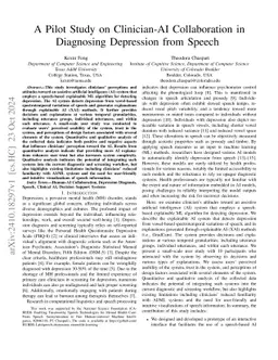 A Pilot Study on Clinician-AI Collaboration in Diagnosing Depression
  from Speech