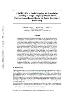 AdaEDL: Early Draft Stopping for Speculative Decoding of Large Language
  Models via an Entropy-based Lower Bound on Token Acceptance Probability