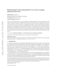 Building Dialogue Understanding Models for Low-resource Language
  Indonesian from Scratch