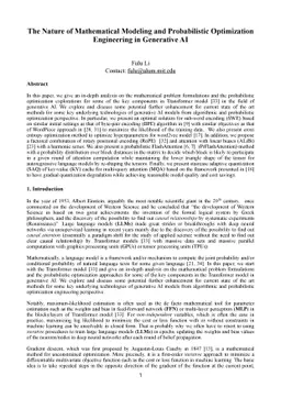 The Nature of Mathematical Modeling and Probabilistic Optimization
  Engineering in Generative AI