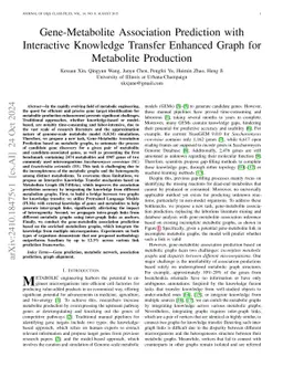 Gene-Metabolite Association Prediction with Interactive Knowledge
  Transfer Enhanced Graph for Metabolite Production