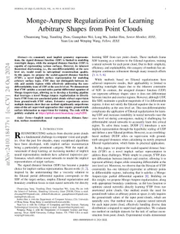 Monge-Ampere Regularization for Learning Arbitrary Shapes from Point Clouds
