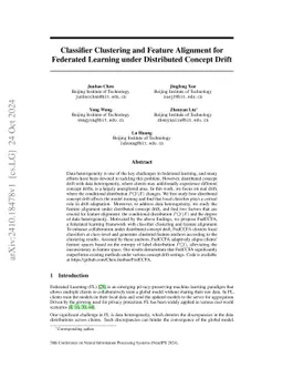 Classifier Clustering and Feature Alignment for Federated Learning under
  Distributed Concept Drift