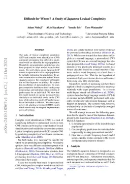 Difficult for Whom? A Study of Japanese Lexical Complexity