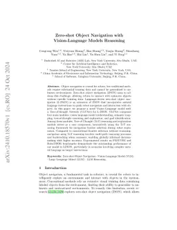 Zero-shot Object Navigation with Vision-Language Models Reasoning