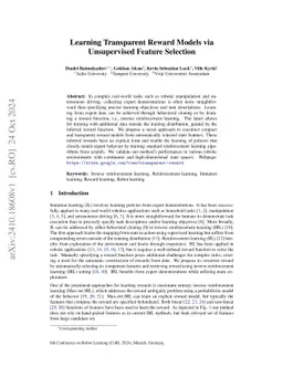 Learning Transparent Reward Models via Unsupervised Feature Selection