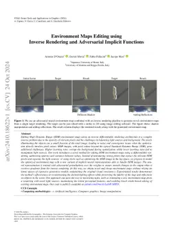 Environment Maps Editing using Inverse Rendering and Adversarial
  Implicit Functions