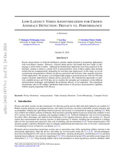 Low-Latency Video Anonymization for Crowd Anomaly Detection: Privacy vs.
  Performance