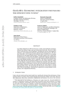 GeoLoRA: Geometric integration for parameter efficient fine-tuning