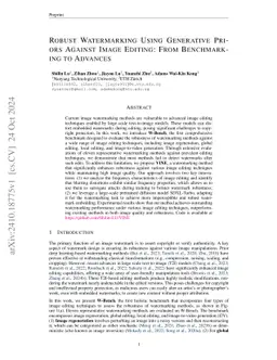 Robust Watermarking Using Generative Priors Against Image Editing: From Benchmarking to Advances