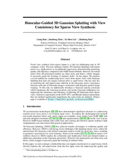 Binocular-Guided 3D Gaussian Splatting with View Consistency for Sparse
  View Synthesis