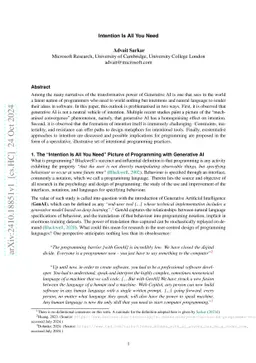 Intention Is All You Need