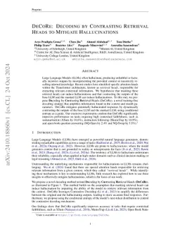 DeCoRe: Decoding by Contrasting Retrieval Heads to Mitigate
  Hallucinations