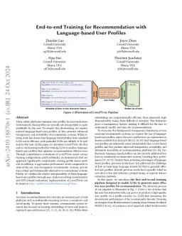 End-to-end Training for Recommendation with Language-based User Profiles