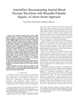 ArterialNet: Reconstructing Arterial Blood Pressure Waveform with Wearable Pulsatile Signals, a Cohort-Aware Approach