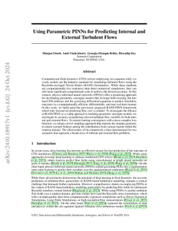Using Parametric PINNs for Predicting Internal and External Turbulent
  Flows