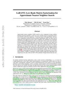 LoRANN: Low-Rank Matrix Factorization for Approximate Nearest Neighbor
  Search
