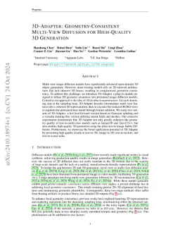 3D-Adapter: Geometry-Consistent Multi-View Diffusion for High-Quality 3D Generation