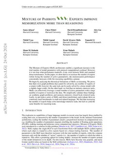 Mixture of Parrots: Experts improve memorization more than reasoning