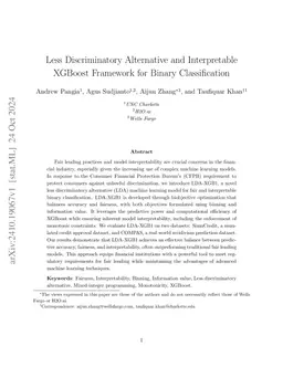 Less Discriminatory Alternative and Interpretable XGBoost Framework for
  Binary Classification