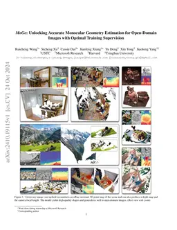 MoGe: Unlocking Accurate Monocular Geometry Estimation for Open-Domain Images with Optimal Training Supervision