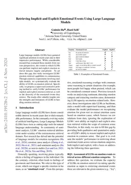 Retrieving Implicit and Explicit Emotional Events Using Large Language
  Models