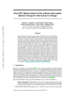 Read-ME: Refactorizing LLMs as Router-Decoupled Mixture of Experts with
  System Co-Design