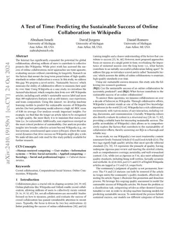 A Test of Time: Predicting the Sustainable Success of Online Collaboration in Wikipedia
