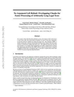 No Argument Left Behind: Overlapping Chunks for Faster Processing of
  Arbitrarily Long Legal Texts