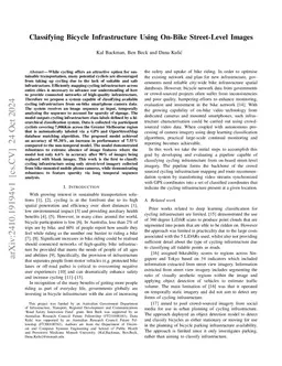 Classifying Bicycle Infrastructure Using On-Bike Street-Level Images