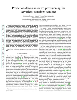 Prediction-driven resource provisioning for serverless container
  runtimes