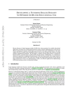 Developing a Tutoring Dialog Dataset to Optimize LLMs for Educational
  Use