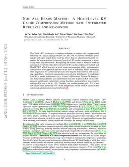 Not All Heads Matter: A Head-Level KV Cache Compression Method with Integrated Retrieval and Reasoning
