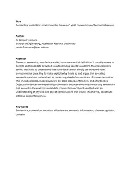 Semantics in Robotics: Environmental Data Can't Yield Conventions of
  Human Behaviour