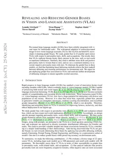 Revealing and Reducing Gender Biases in Vision and Language Assistants (VLAs)