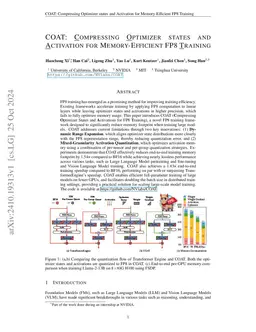 COAT: Compressing Optimizer states and Activation for Memory-Efficient FP8 Training