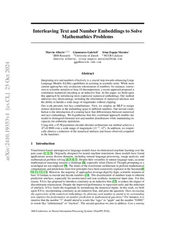 Interleaving Text and Number Embeddings to Solve Mathemathics Problems