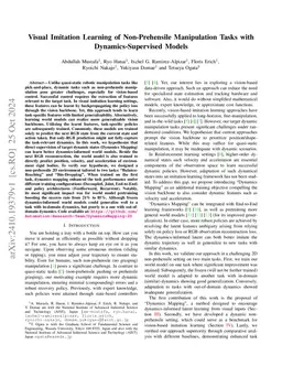 Visual Imitation Learning of Non-Prehensile Manipulation Tasks with
  Dynamics-Supervised Models