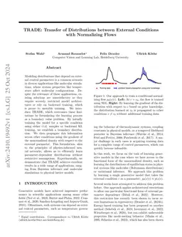 TRADE: Transfer of Distributions between External Conditions with Normalizing Flows