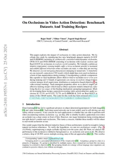 On Occlusions in Video Action Detection: Benchmark Datasets And Training
  Recipes